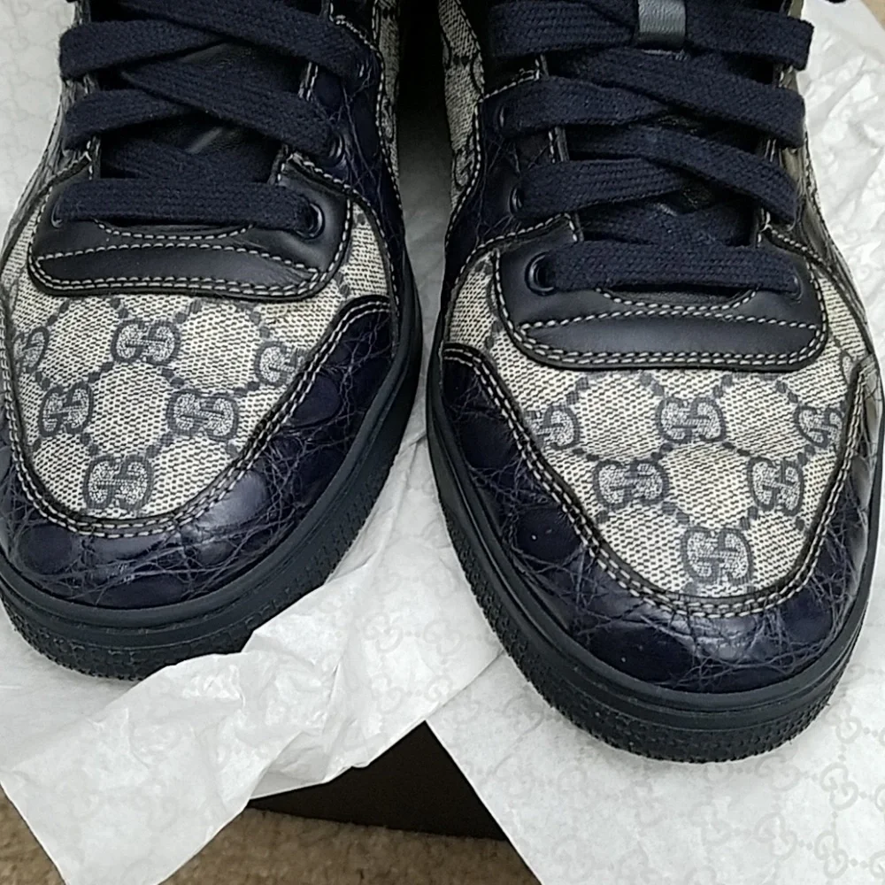 Gucci  Croc Embossed Leather Sneakers